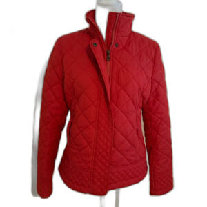 Tommy Hilfiger | Red Quilted Full Zip Collared Jacket Size Small Christmas Coat